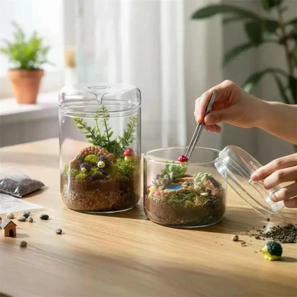 Transparent Desktop Micro Landscape Moss Bottle Dew Collection Glass Vase Plant Ecological Bottle Nordic Style Home Ornament