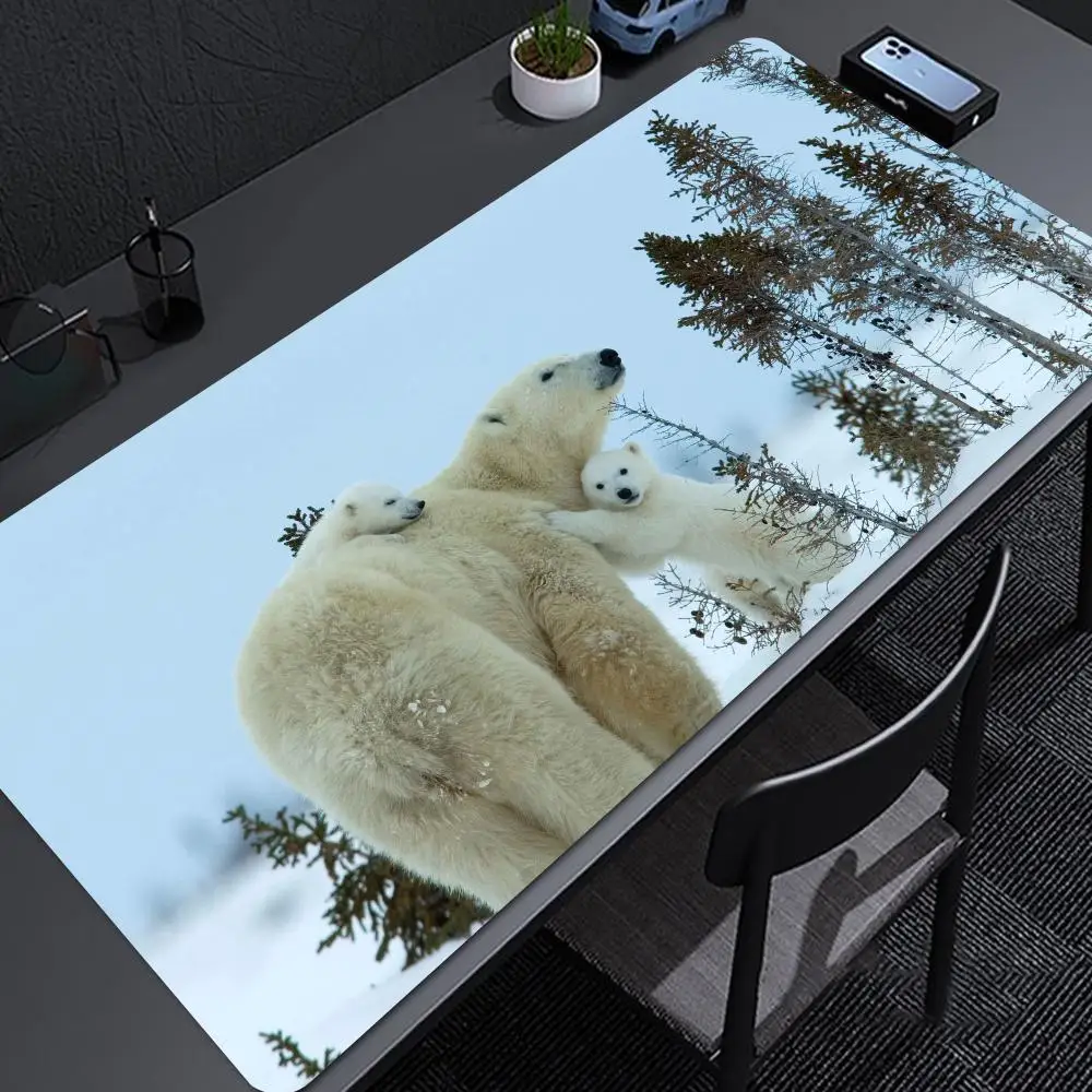 Alfombrilla de ratón de oso polar para Gamer, 900x400mm, 900x400mm, grande, de piel sintética, impermeable, para escritorio, ordenador y oficina