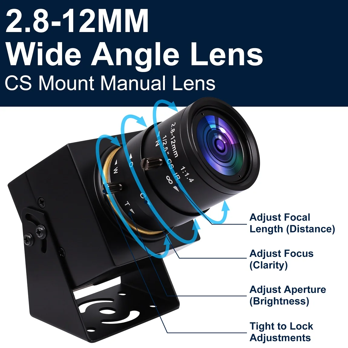 ELP 1080P Global Shutter USB Camera 90fps High Speed Video Camera 2.8-12mm Varifocal CS Lens 2MP AR0234 Zoom Webcam for Motion C