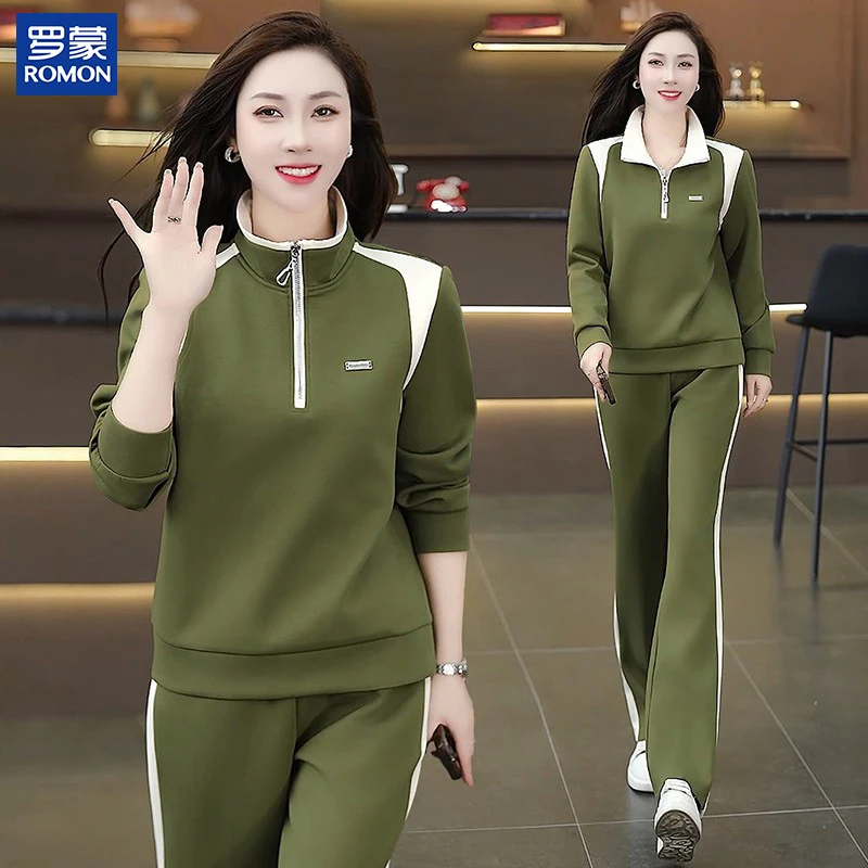 Rn 2025 Spring Autumn Long Sve  Ne Fitn Running Suit Women's Sport Faion Casual Set Two Pieces Long Pants
