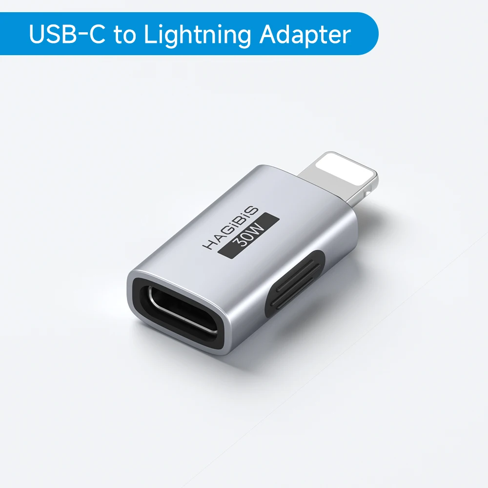 Hagibis USB-C-auf-Lightning-Adapter, Stecker auf Buchse, Ladekonverter, Datenübertragung für iPhone 13/14 Pro Max, AirPods 1, EarPods