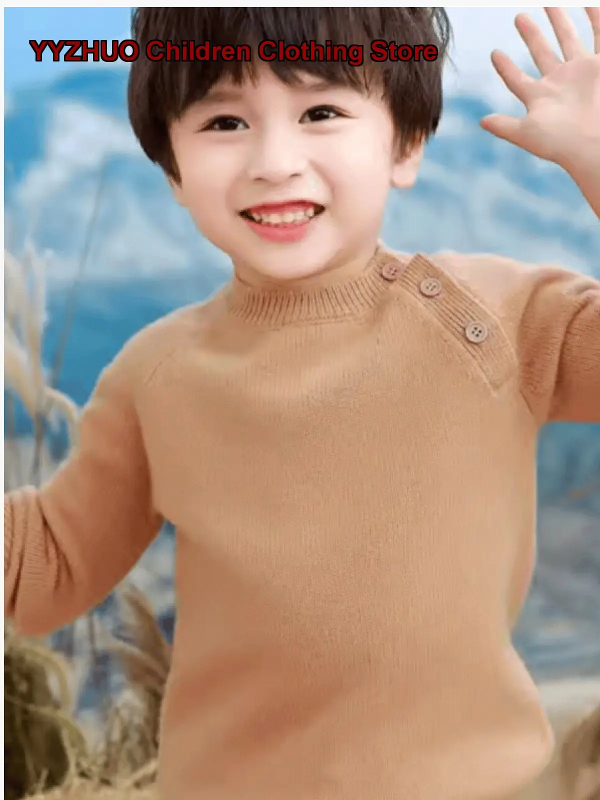 Boys Girls Autumn Winter Cashmere Cardigan Round Neck Button Front Solid Color Thickened Warm Outerwear Top Kids Older Kids