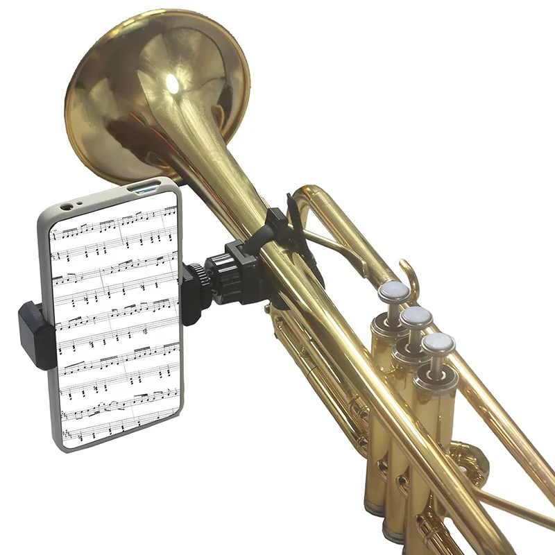 Soporte de Lira para teléfono de trompeta ajustable, soporte para teléfono con instrumento de latón, Clip 360 °   Rotación para Trompeta Oboe y Clarinete