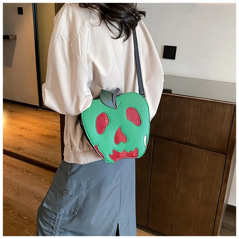 Bolso de hombro con esqueleto temático de Halloween para mujer, tendencia de personalidad, manzana podrida, Color contrastante, oblicuo, novedad de 2024