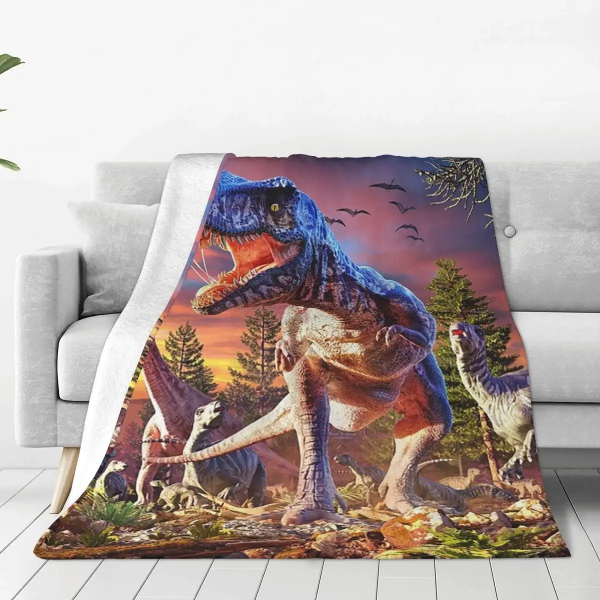 T-Rex_Attack Blanket Fleece Warm Sofa Throw Blankets For Home Bedroom Outdoor Throws Bedspread Quilt