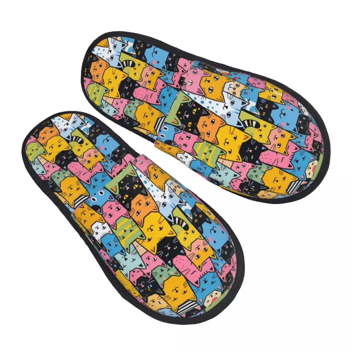 

Custom Print Women Funny Colourful Creative Cat Printed House Slippers Cozy Warm Memory Foam Fluffy Slipper Indoor Outdoor Shoes