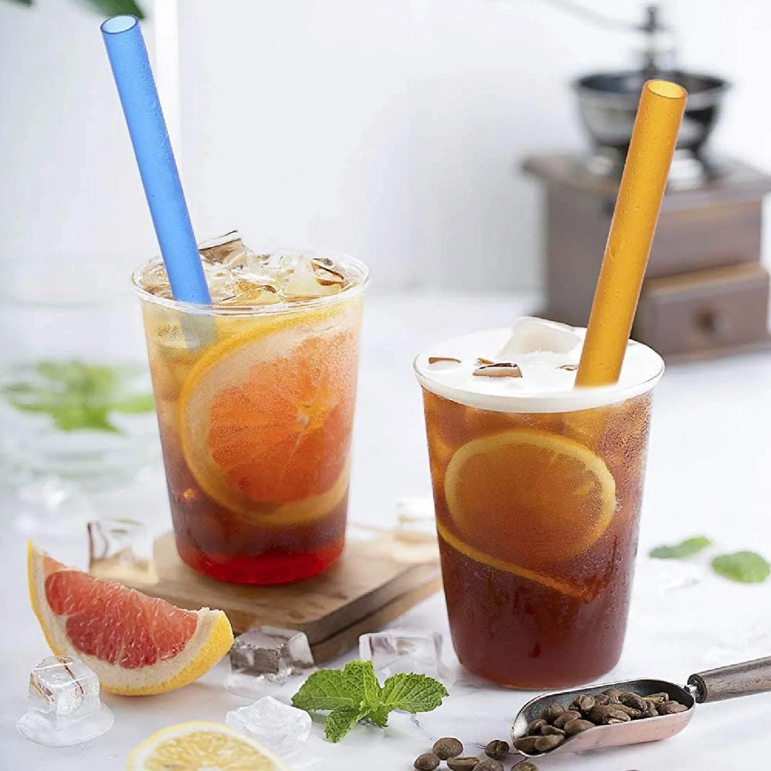 12 pieces bubble tea straws, colorful reusable straws with 2 cleaning brushes, extra wide reusable juice straws and boba straws