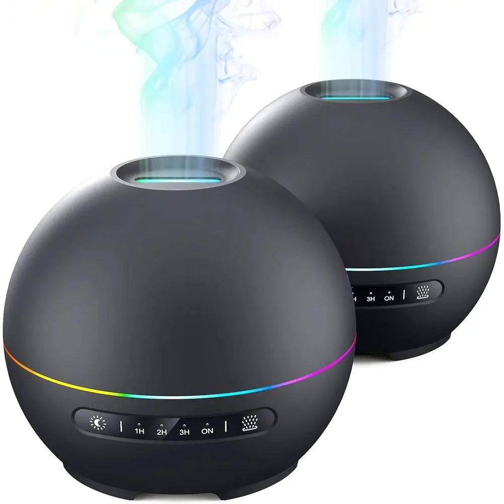 

Набор из 2 диффузоров для эфирных масел с 4 таймерами и 7-цветной ночной подсветкой, бесшумная работа 20 дБ или 10 часов непрерывной работы (черный+черный)