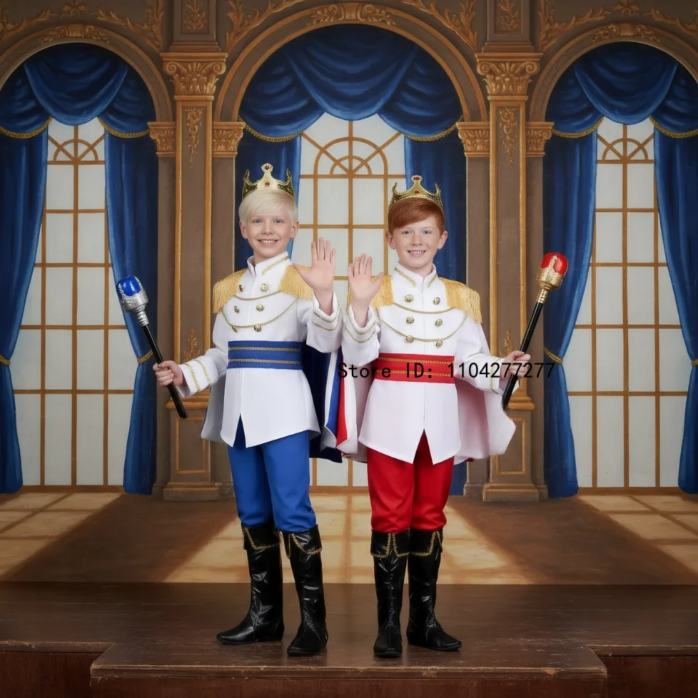 7 قطع من أزياء الأمير الملكي في العصور الوسطى على شكل تاج وحفلات أعياد الميلاد وحفلات تنكرية للأولاد زي كرنفال الملك #1
