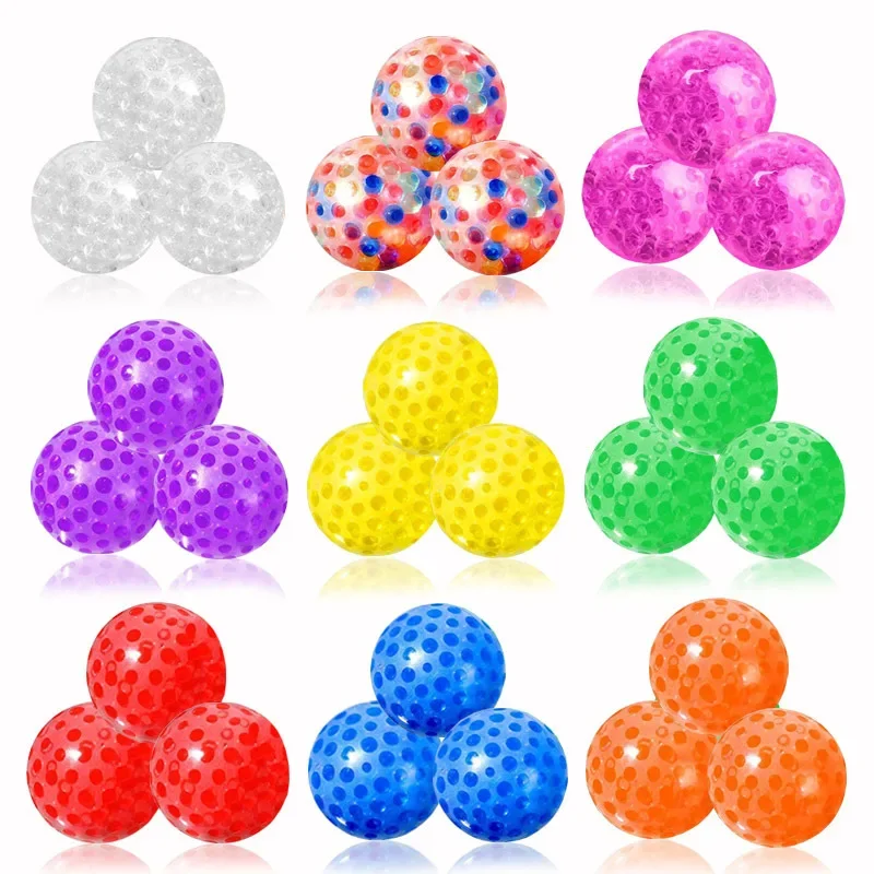 Kid Grape Ball Vent Decompression Pinch Music Crystal Color Bead Ball Decompression Toy Gold Powder Water Polo Child Gift Toy