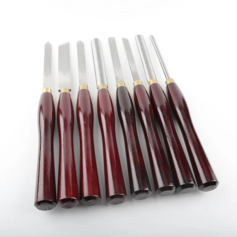 8PCS Red Handle Woodworking Turning Tool Milling Cutter Set Boxed Wood Carving Turning Tool Kit for Woodworking Projects
