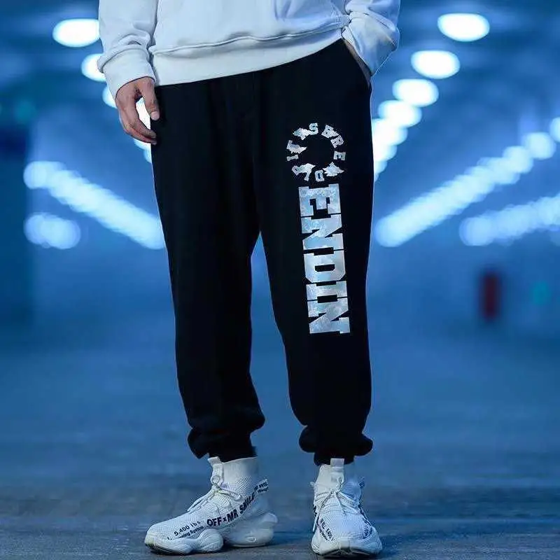 

Осенние мужские повседневные спортивные брюки больших размеров, удобные длинные брюки свободного покроя, модные брендовые молодежные антибактериальные брюки