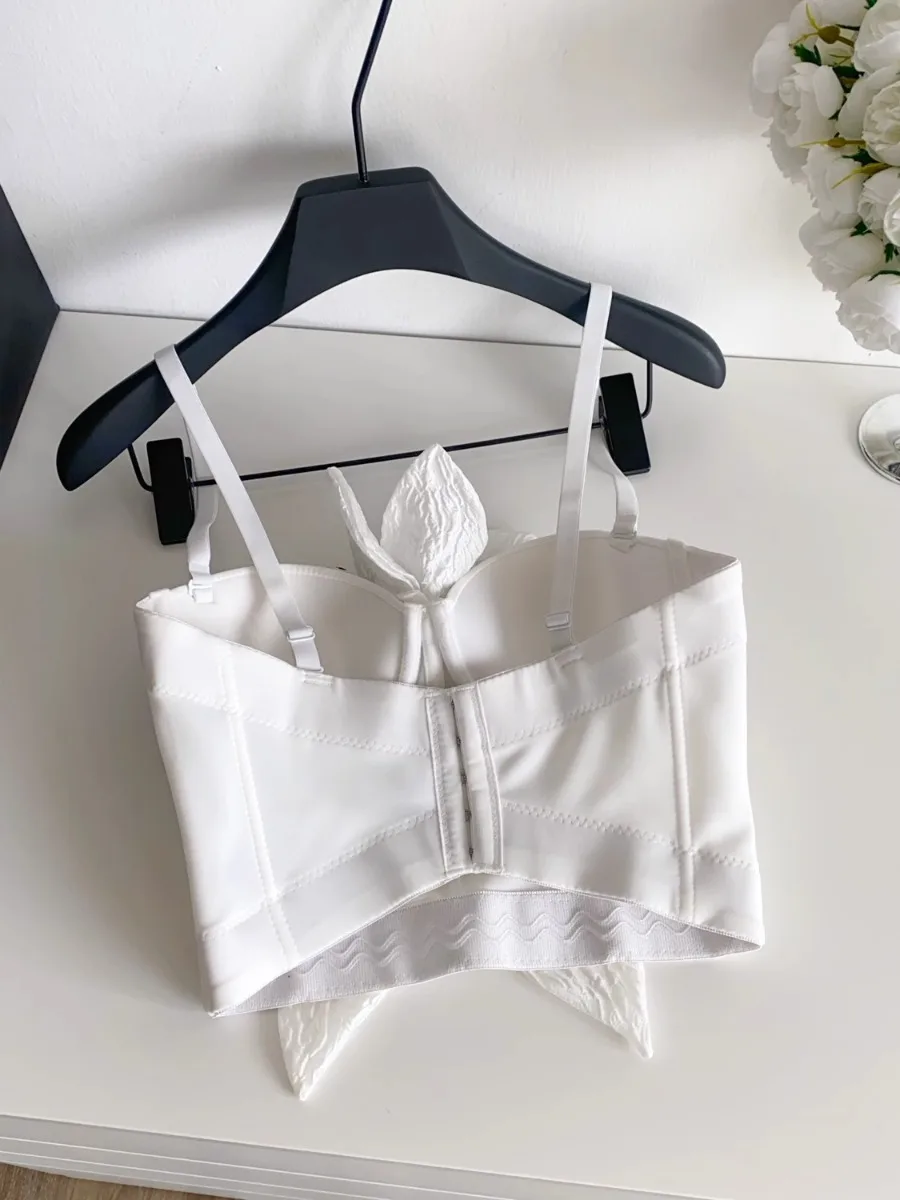 Foamlina lumière luxe Socialite Vintage 3D Floral paillettes licou haut bustier femmes été vêtements chauds couche de Base élégant gilet soutien-gorge