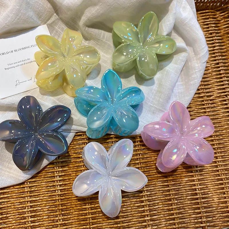 1/6 шт., цветные акриловые цветы допамина, когти для волос для женщин, простые пригородные заколки в виде акулы, милые аксессуары для волос для девочек