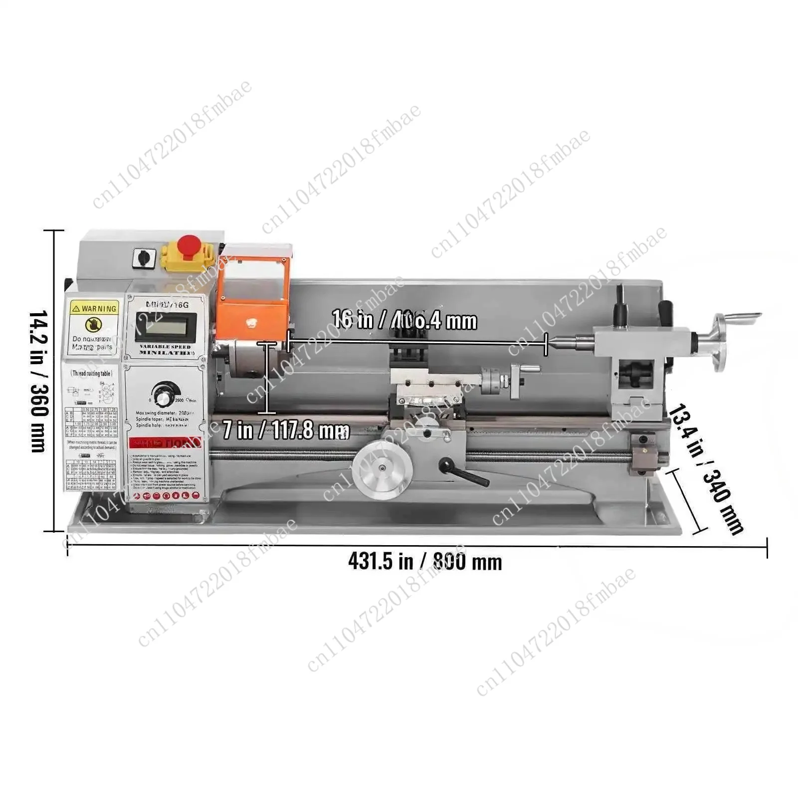 

7'' X 16'' Metal Lathe Machine, 800W Precision Benchtop Power Metal Lathe, 150-2500 RPM Continuously Variable Speed