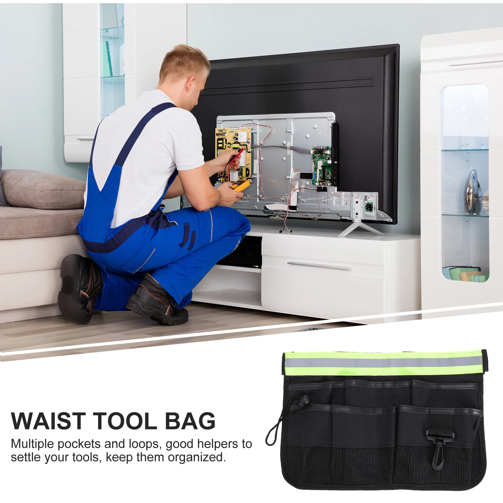 

Oxford Cloth Tool Bag with Multiple Pockets for Electrician Work Organizer Pouch Waist Tool Bag Adjustable Belt Buckle