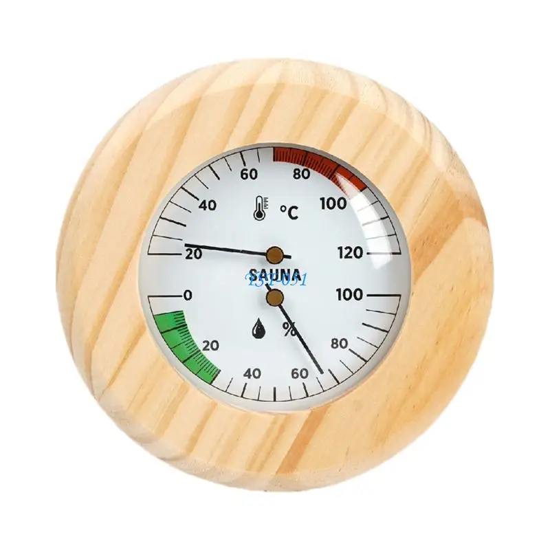 E15A Mechanical Sauna Thermometers Hygrometer, Wooden Wall Gauge for Indoor Sauna Room and Steam Room Temperature Humidness