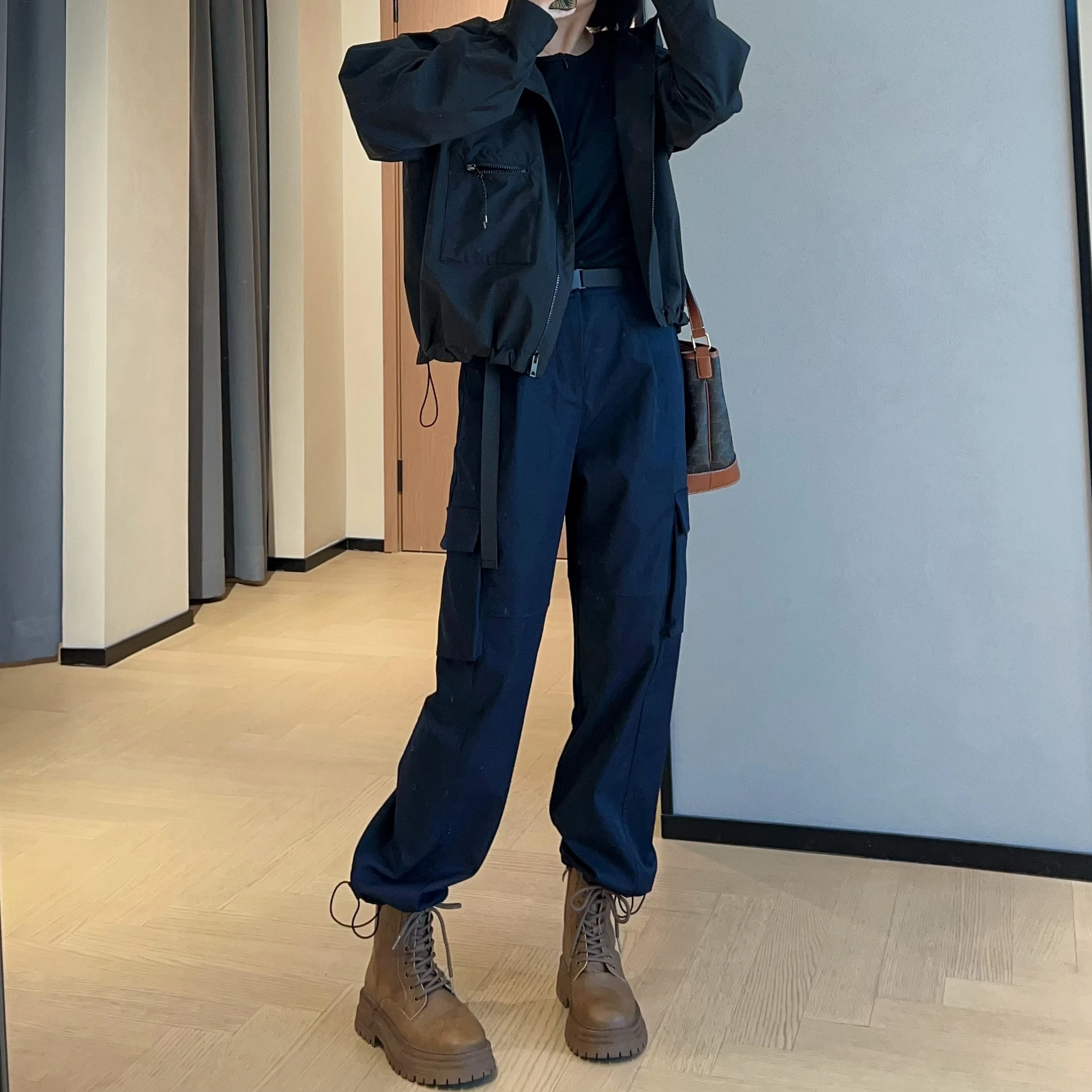 

Cool Outdoor High Waist Straight Leg Casual Trousers for Women Anti-Wrinkle Mountain Series Workwear Loose Fit Autumn Pants