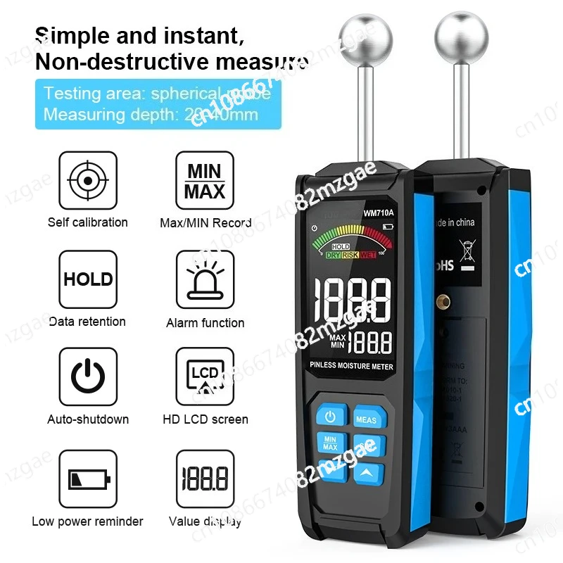 

WM710A Pinless Moisture Meter Non-destructive Hygrometer Digital Wood Timber Damp Detector Humidity Tester for Wall Paper Floor