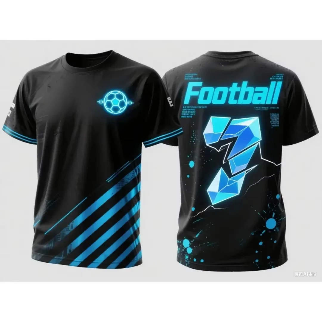 Men's Football Shirt Summer Outdoor Sports Quick-drying Fitness Raining Round neck T-shirt 3D Print Short Sleeve Tops