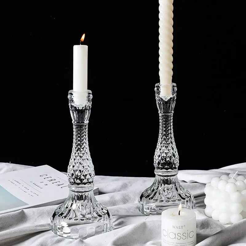 Dinner Candle Holder，Glass Vintage Paisley Tabletop Home Party Décor，WATERFORD CRYSTAL SEA JEWEL/ SEAHORSE CANDLESTICKS