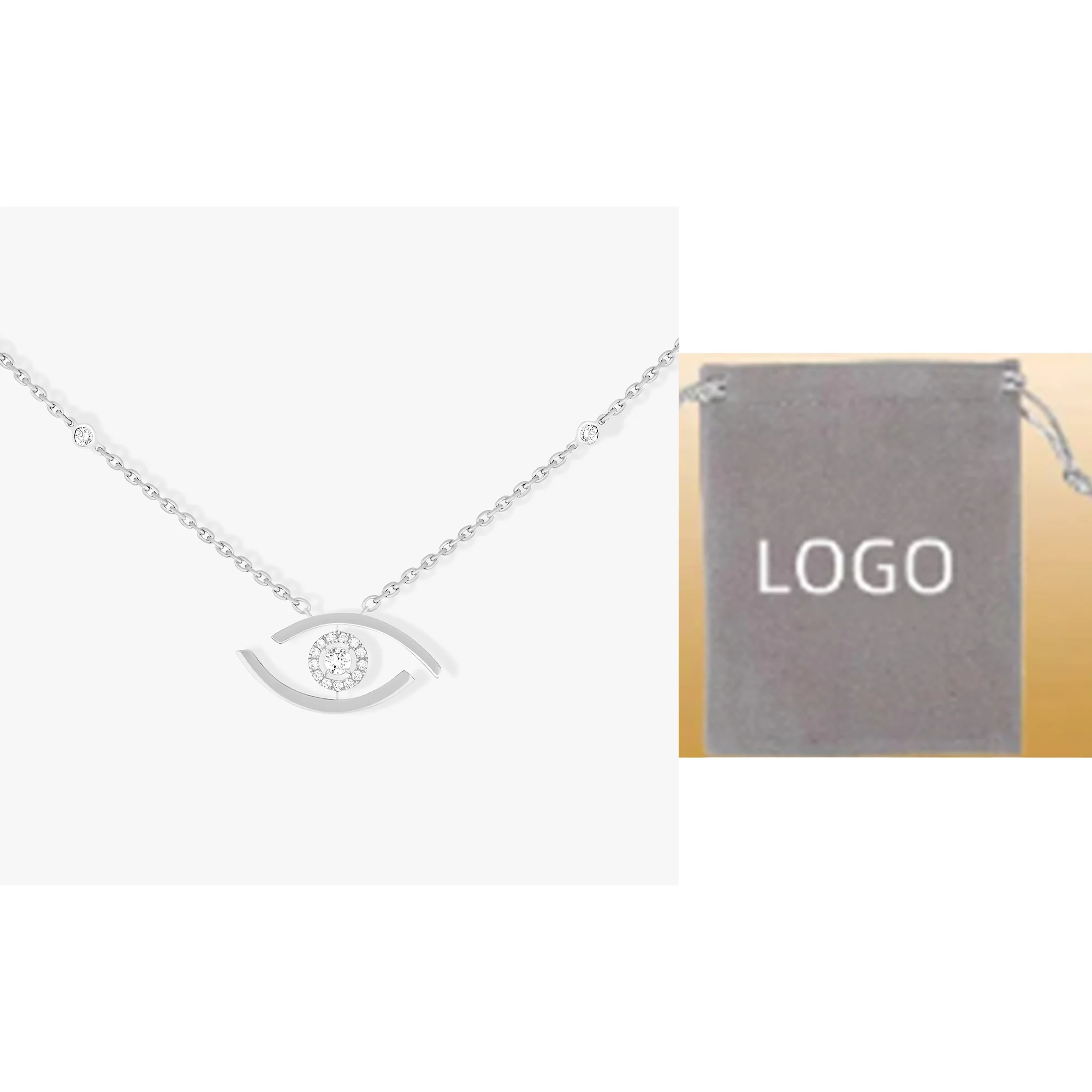 Classic high-end Messik - Style pure silver s925 elegant LUCKY EYE series hollowed out single diamond necklace