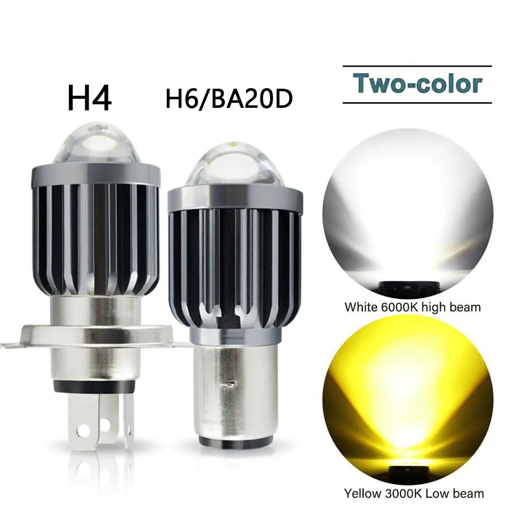 Faro LED para motocicleta H4 de 10000LM, H6 BA20D P15D, lente Led CSP, blanco, amarillo, haz alto, luz para correr, 1 ud.