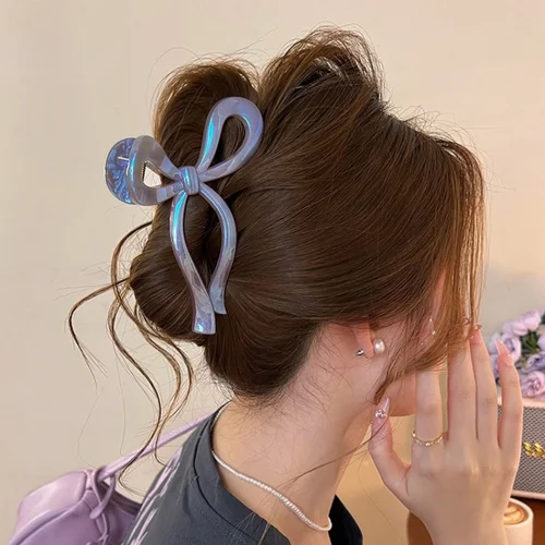 Imagen 2 del producto Nueva y elegante pinza para el pelo con lazo para mujer, coleta grande antideslizante, pinza con lazo, pasadores, horquillas, accesorios para el cabello de cangrejo