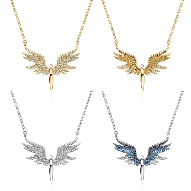 

Female collarbone chain and creative wing micro-set pendant, fashionable angel wing necklace