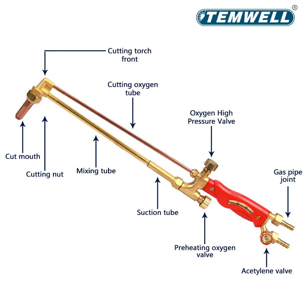 Copper Suction Cutting Torch G01-100 Oxygen Acetylene Gas Cutter Torch Aluminum Valve Knob