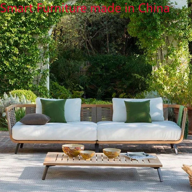 

Outdoor rattan sofa outdoor open-air garden courtyard waterproof sunscreen leisure residential terrace solid wood