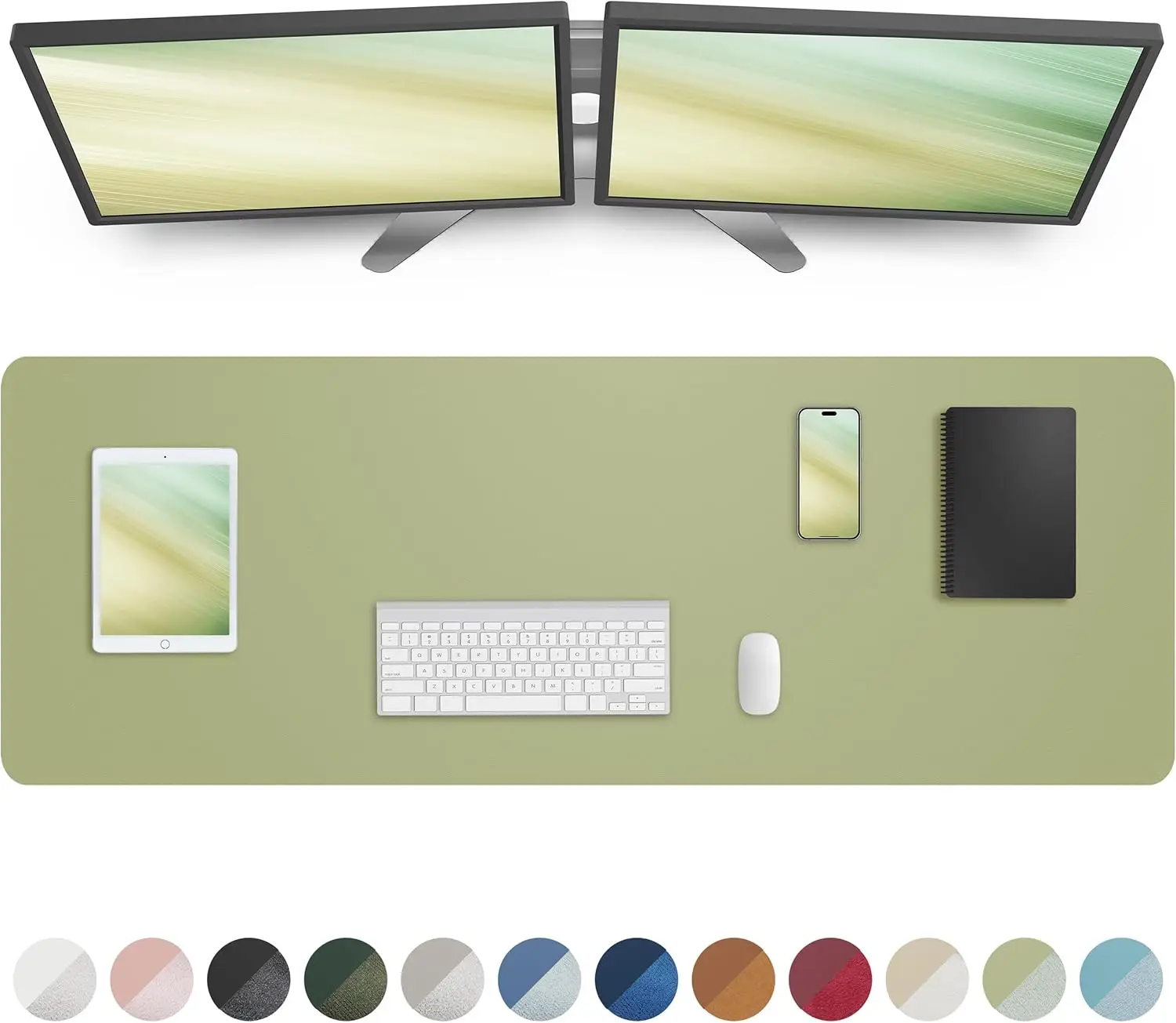 Sage Green Multicolor Option XXL Desk Mat Waterproof Non-Slip Rubber Base Desk Pad Protector for Office Home Gaming Desktop
