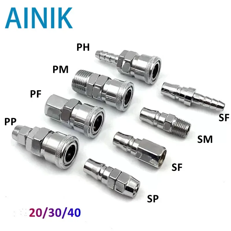 Pneumatic Fitting C Type Hose Quick Connector High Pressure Coupler Plug Socket PP SP PF SF PH SH PM 10 20 30 40 Air Compressor