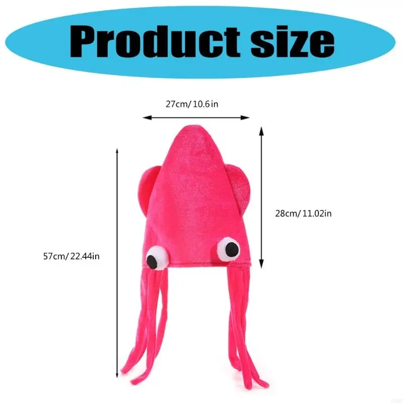 39BC Mũ Mực Nang Đáng Yêu Có Tua Rua Cho Sân Khấu Trình Diễn Họp Mặt Gia Đình Mũ Đội Đầu Mềm Mại Thoáng Khí Cho Lễ Halloween