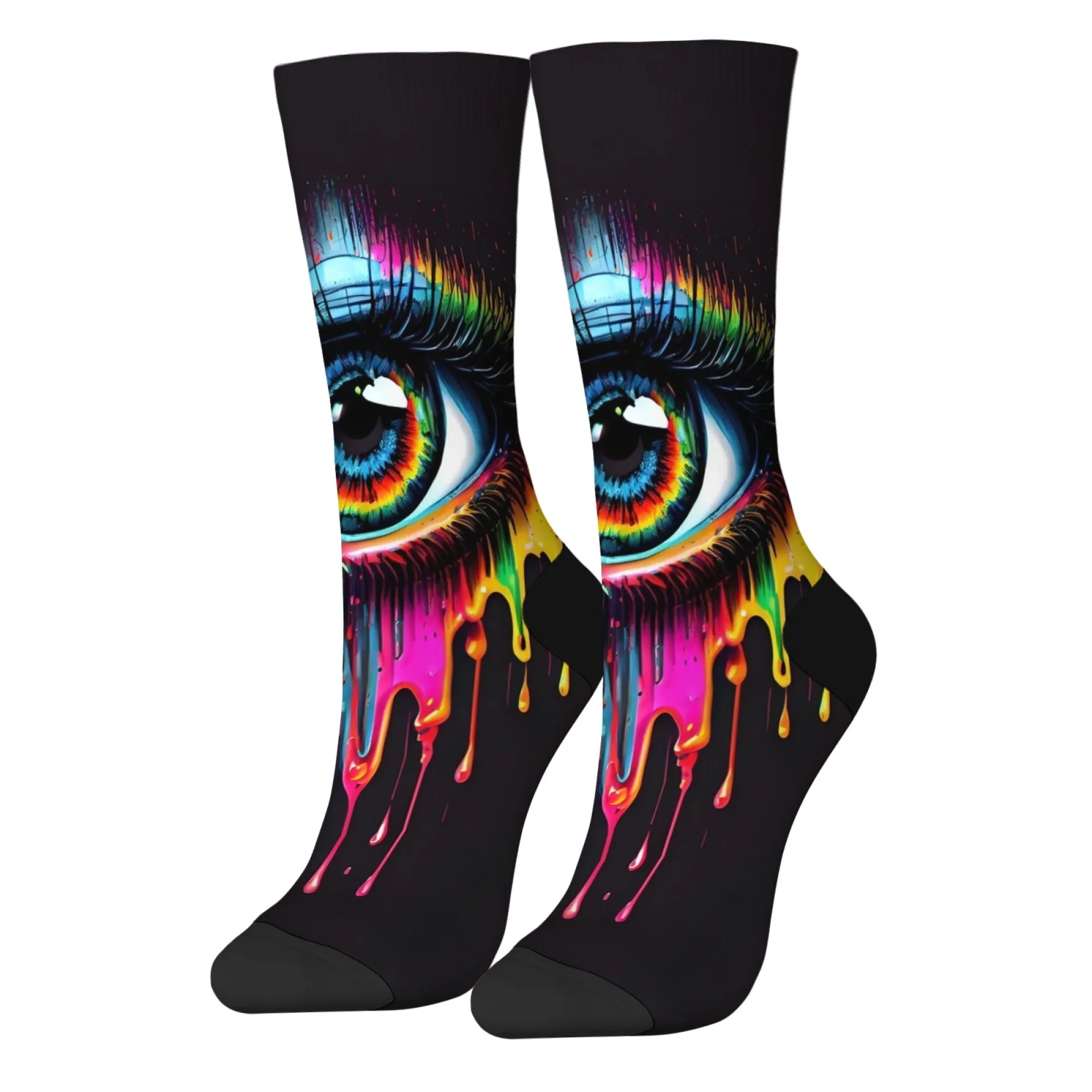 Bunte Augen Graffiti Neuheit Socken Lässige Mode Herren Socken Harajuku Retro Stil Glücklich Lustig Kompression Socken Party Geschenk