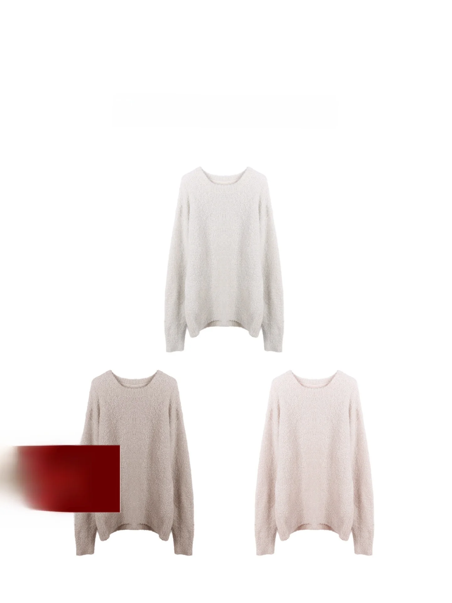 

Deesicile mat Silver Tead Wool Blend round Ne Knitted Sweater lectual Women's Loose Fit Casual Sle ort...