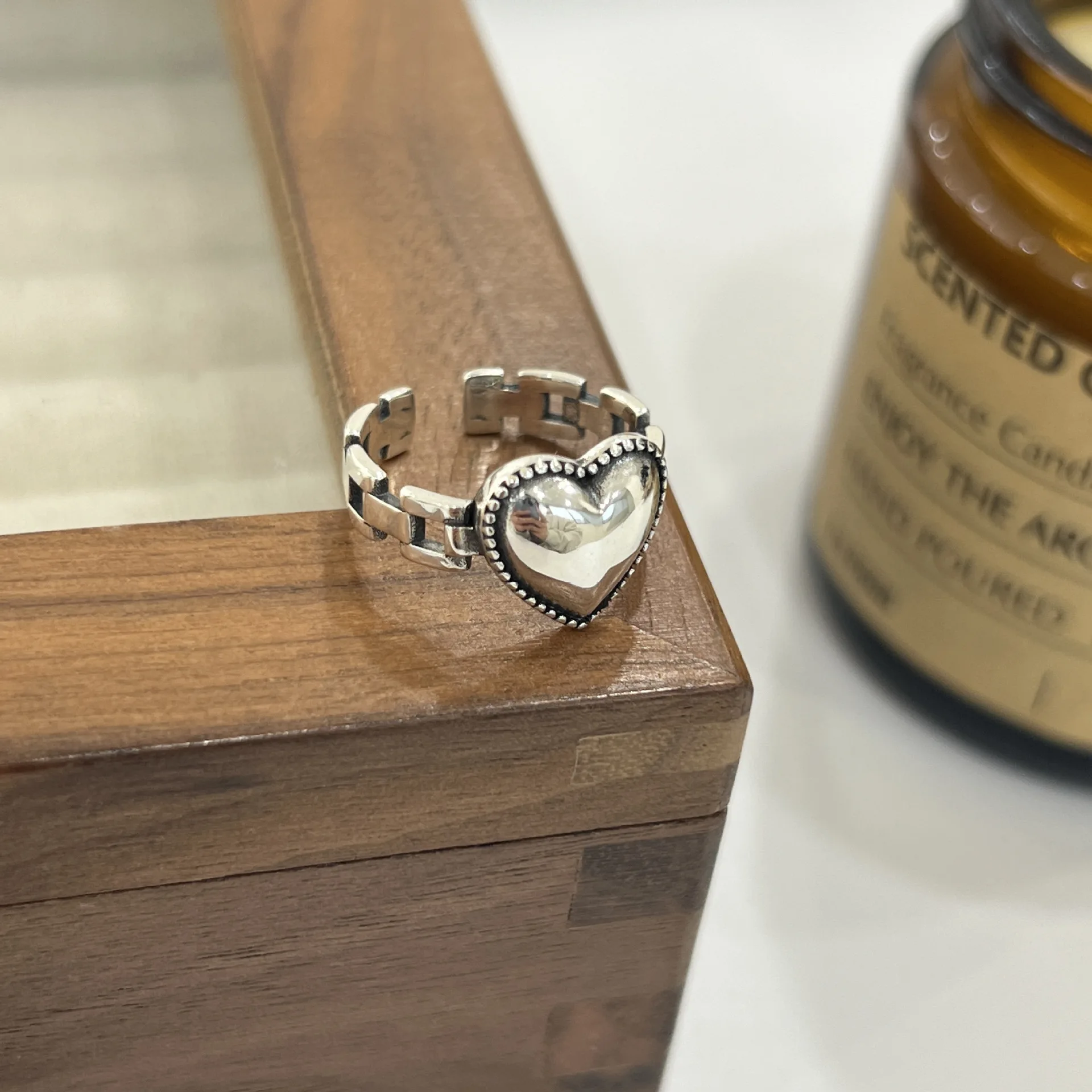 Sam Panda 925 Sterling Silver Strap Love Heart Ring For Women Gift Punk Vintage Romantic Jewelry Dropshipping Wholesale