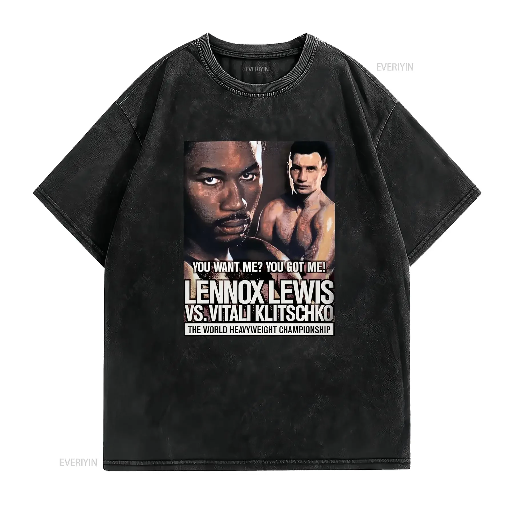 Rare 2003 Lennox Lewis vs Vitali Klitschko Staples Center Double Sided Black T Shirt vintage Washed fashion