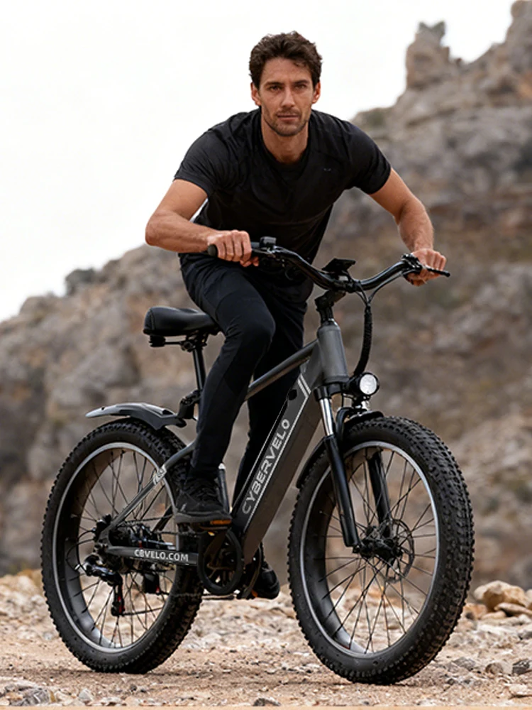 

Cybervelo 26" City Commute E-bike, 1000w Peak 48V 14ah Built-in Battery Anti-theft, 7-Speed shift Dual disc brake 3 Modes EK3