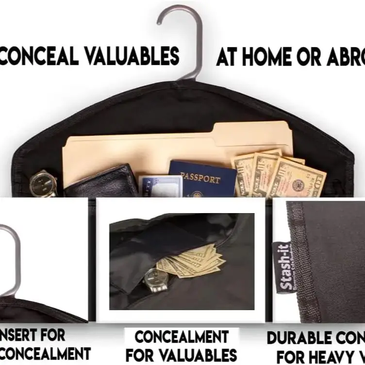 Hanger Diversion Safe Hidden Closet Hanging Stash With Food Grade Smell Proof Bag