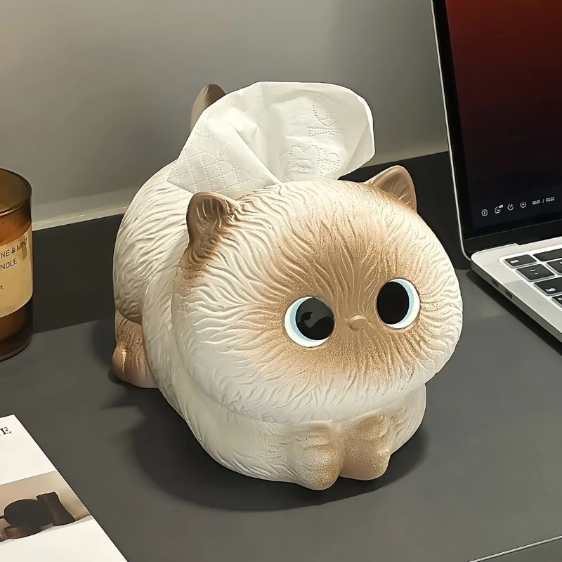 

Ceramic Tissue Box Cute Siamese Cat Tissue Case Luxury Pull Out Napkin Organizer Boxes Aesthetic Napkin Cases Table Decorations