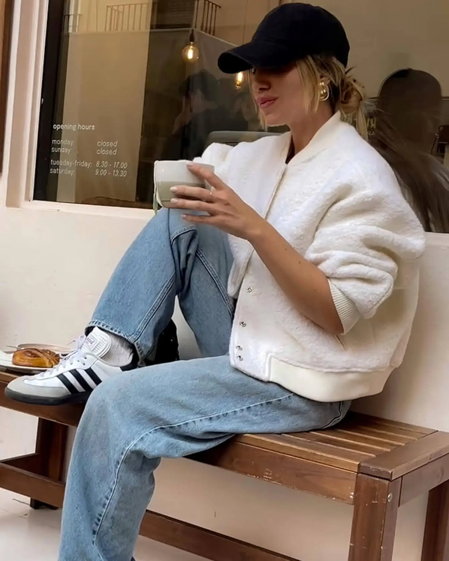 

Fashion Tweed Bomber Jackets for Women Chic Stand Collar Female Outerwear Lady Long Sleeve with Pocket Coat