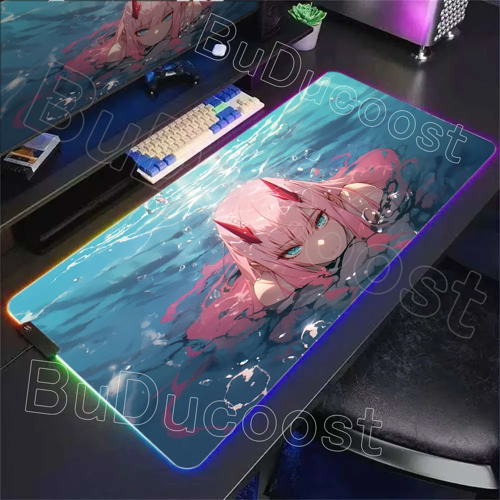 

Non-slip RGB Mouse Pad Gamer 900x400 Desk Mat Zero Two Girl Accesorios Gaming Mousepad Kawaii Computer Desk Table Games Office