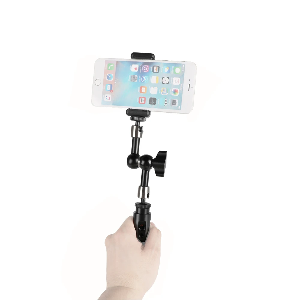 

SZRIG Cellphone Clip Aluminum Cheese Handle With Adjustable Cellphone Clip and 7 inch Articulating Magic Arm New Arrival