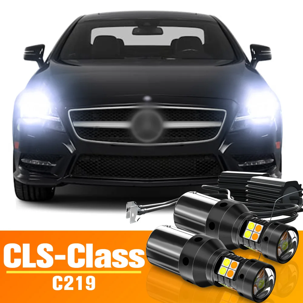 2pcs LED Dual Mode Turn Signal+Daytime Running Light DRL For Mercedes Benz CLS-Class C219 Accessories Bulb 2004-2010 2005 2006 2