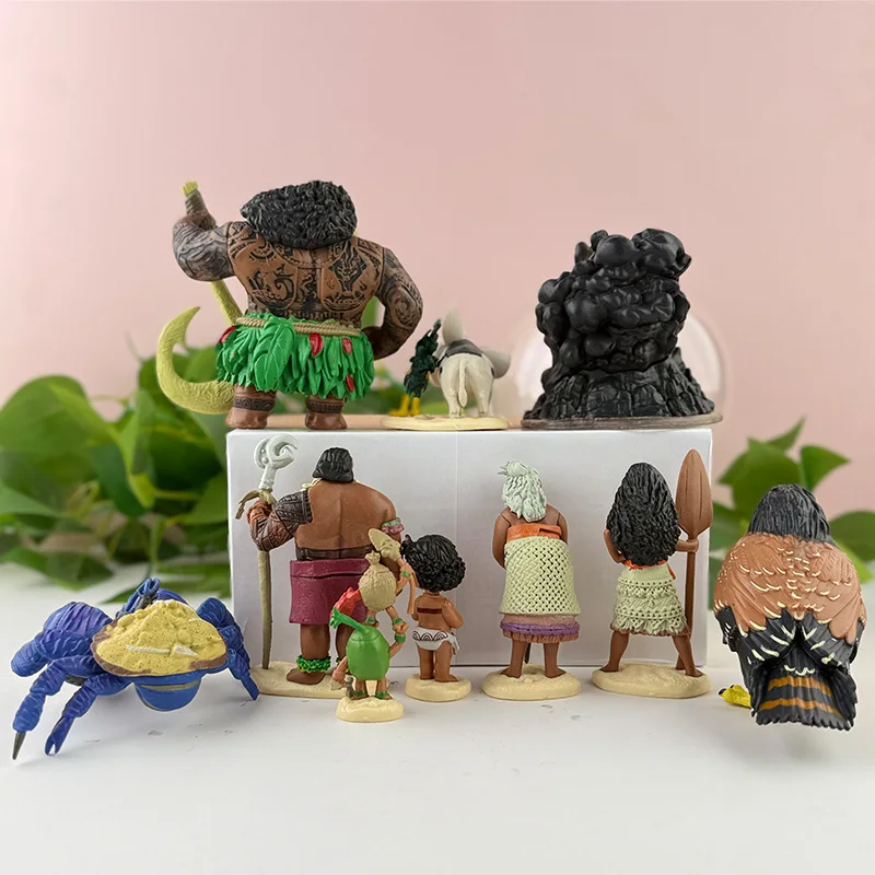 Moana 10pcs Action Figures Set Maui Moana Pua Heihei Collectible Toys Kids Birthday Gifts Desktop Car Bedroom Decor Carto