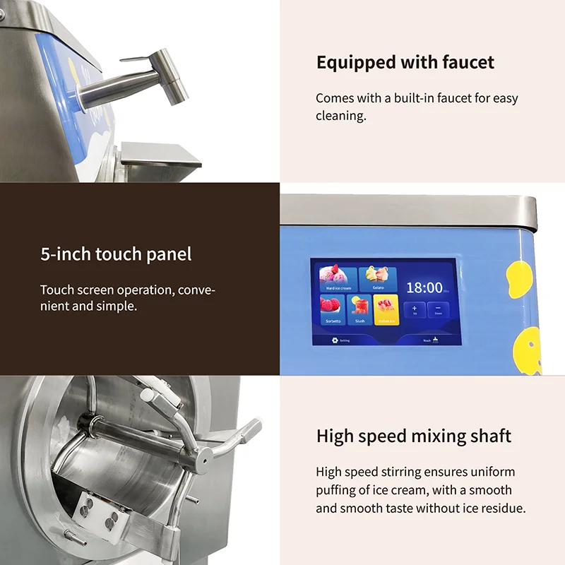 New 5 Functions 48L/H Commercial Ice Cream Machine Italian Gelato Hard Ice Cream Maker Batch Freezer Sorbet Ice Slush Machine