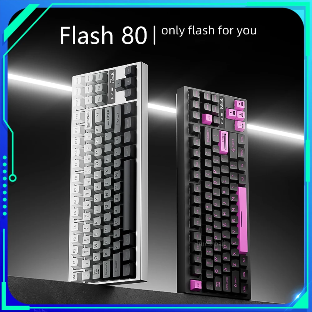 ZIDLI Flash80 Mechanical Keyboard Tri Mode Wireless Keyboard Aluminum Alloy Custom Gasket Keyboard Office PC Gamer Accessories