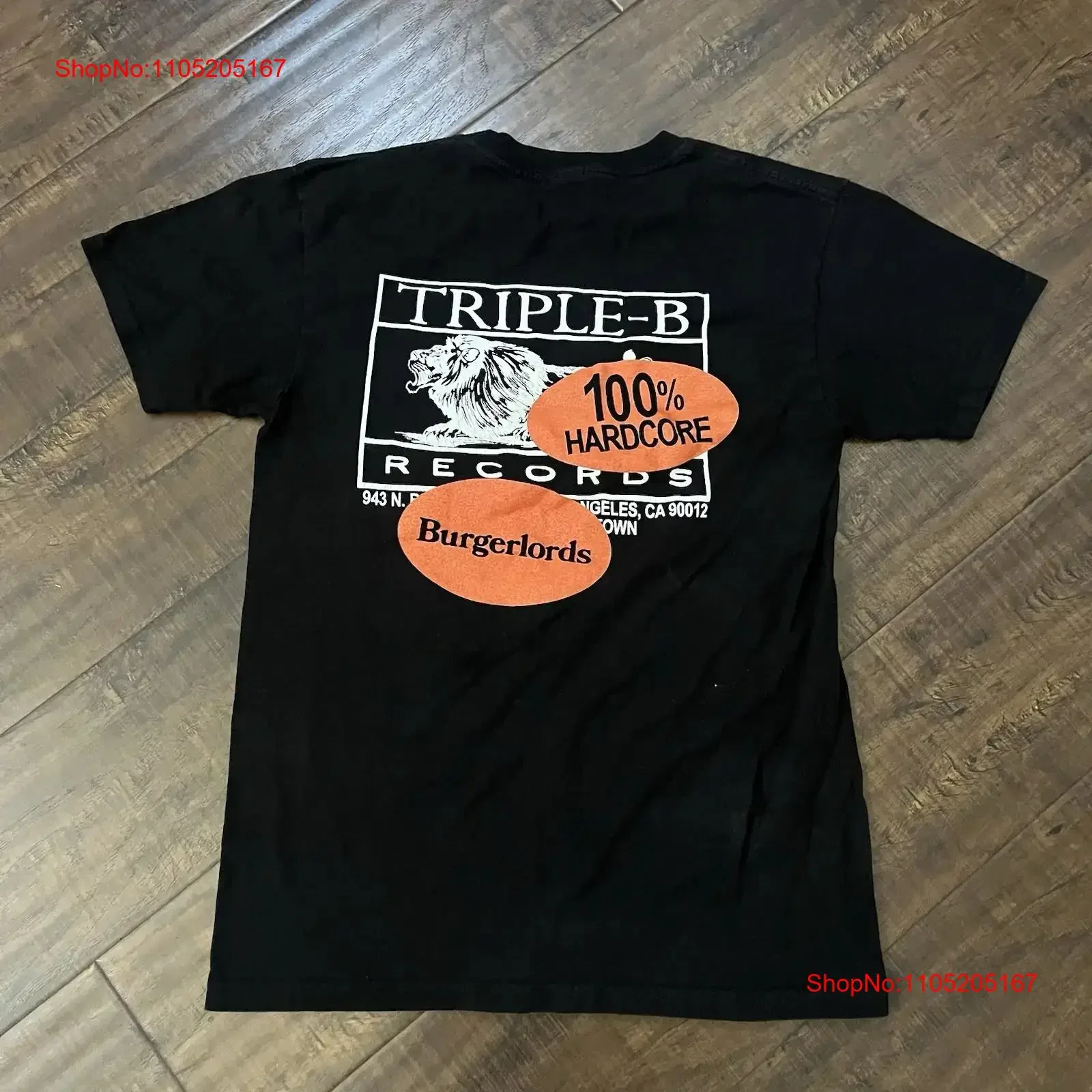 Triple B Records Burger Lords T Shirt Small Black Hardcore Sunami No Pressure vintage Washed Soft Stretched graphic