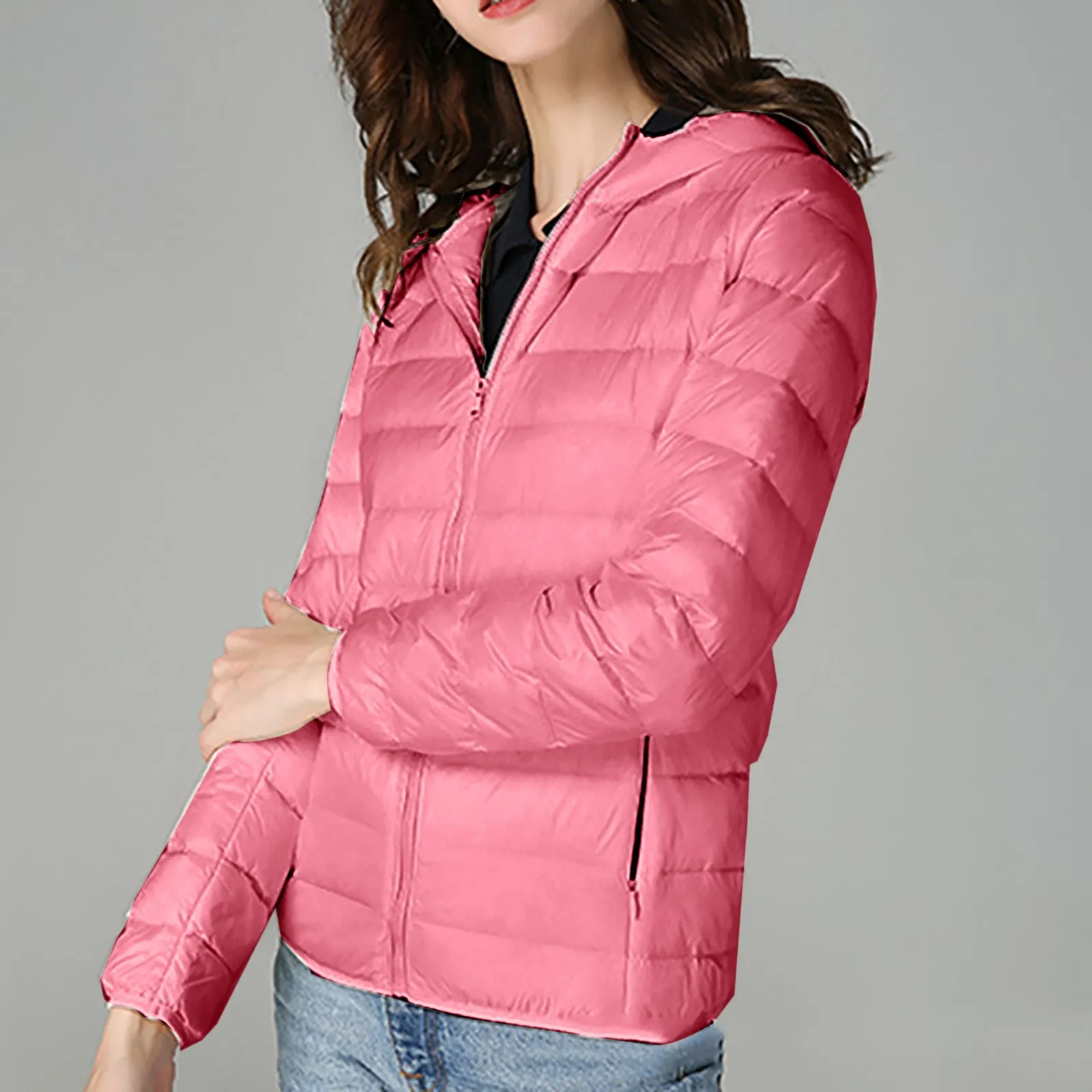 2024 New Women Winter Coat Light Down Jacket White Jacket Long Sleeve Warm Coat Parka Female Solid Portable Outerwear